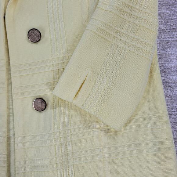 Misook Knit Sweater Jacket PM Petite Yellow Plaid Double Breasted 3/4 Sleeve - Picture 11 of 16